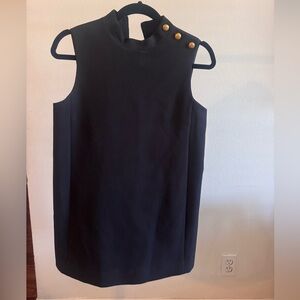 Zara Black A Line Mini Shift Dress Gold Detail Size Small
